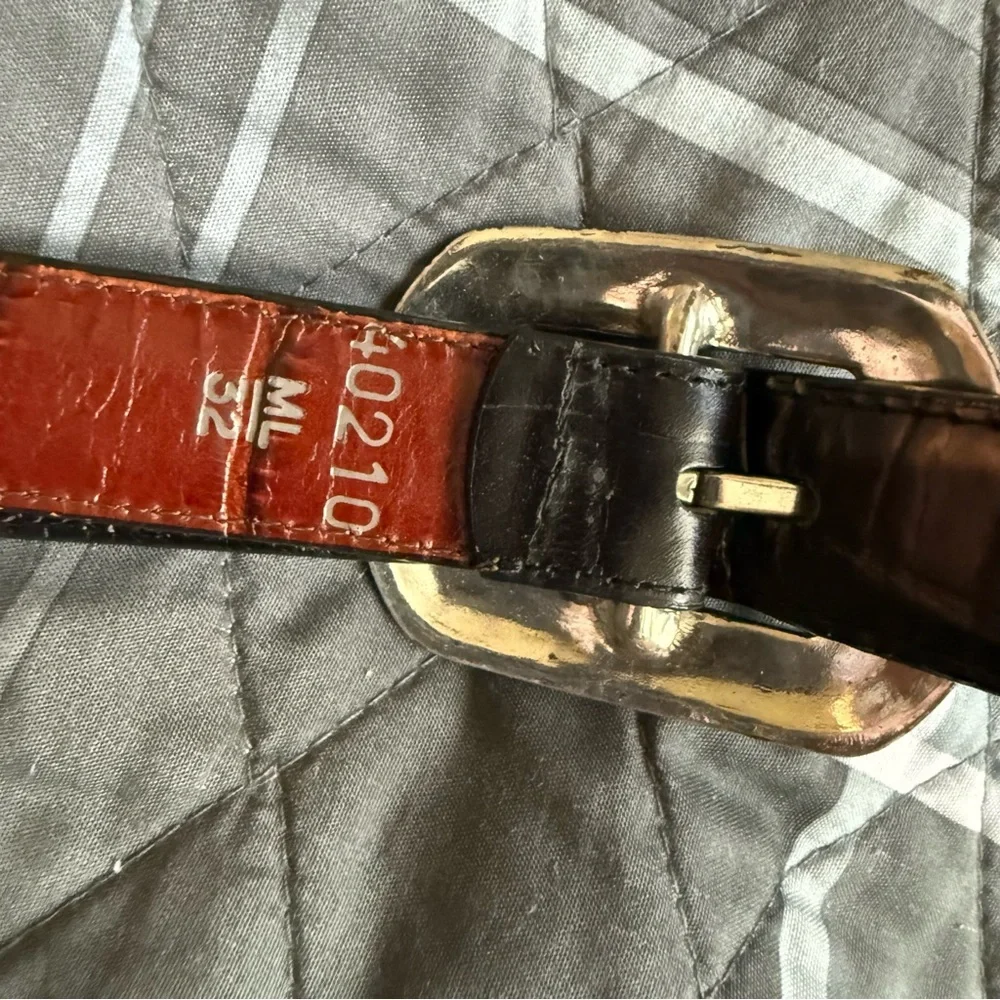 Brighton Marcus Two-Tone Reversible Brown & Black Leather Belt Silver Buckle M/L